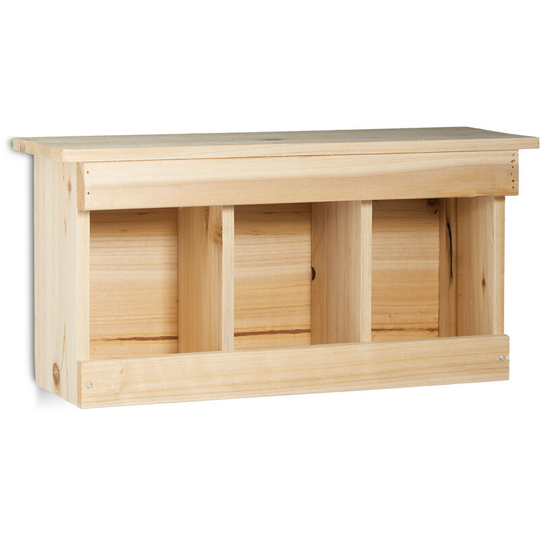 Sparrow Nesting Box, Songbirds, 3 Nest Chambers, Wooden, Birdhouse, HxWxD: 21.5 x 43 x 14.5 cm, Natural Brown - Relaxdays