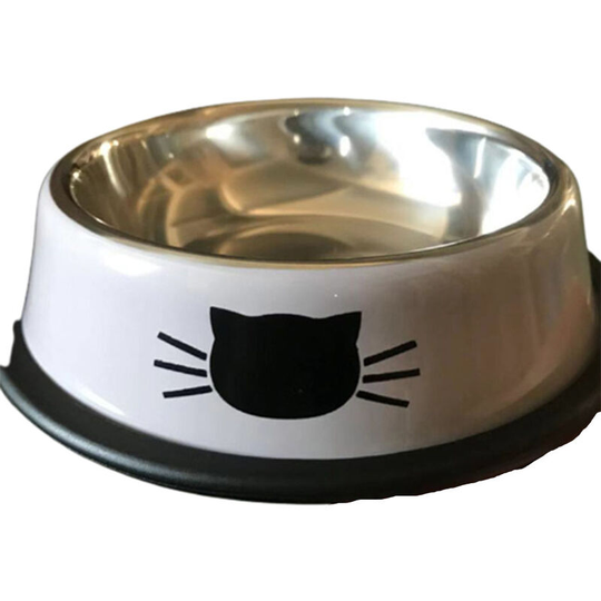 Cat Bowl, Stainless Steel Cat Bowl with Non-Slip Bottom for Small Cats, White