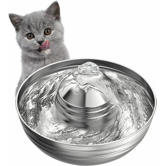 304 Stainless Steel Cat Water Fountain, 2L Capacity Pet Water Fountain with Ultra-Quiet Pump, Easy to Clean, Automatic Dog Water Dispenser