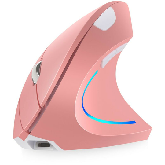 2.4GHz Wireless Ergonomic Vertical Mouse with 4 Adjustable DPI 800/1200/1600/2400, 6 Buttons, Compatible with PC, Desktop and Mac - Pink