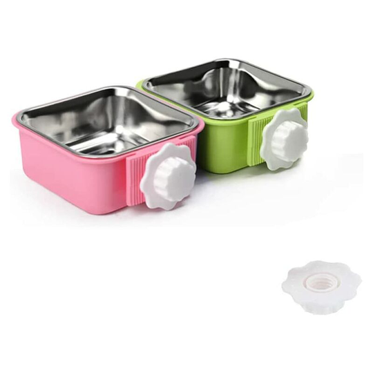 Crate Dog Bowl Removable Stainless Steel Water Feeding Bowl Crate Coop Cup 2pcs