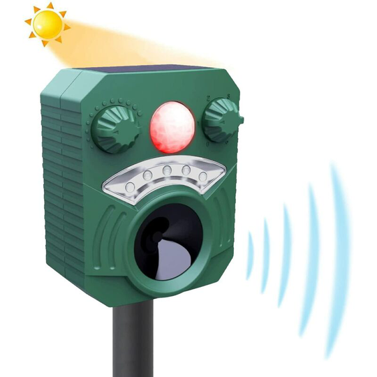 Hiasdfls - Ultrasonic Garden Cat Repeller, 5 Modes, usb or Solar Powered, Cat Repeller with Ground Stake Prevent Dogs and Cats, Birds, for Gardens,