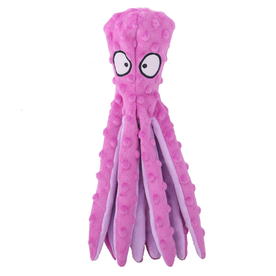 (pink) Dog Plush Toys Octopus - No Stuffing Dog Squeaky Toys with Crinkle Paper for Puppy Teething, Durable Dog Chew Toys Dogs Training and Playing To