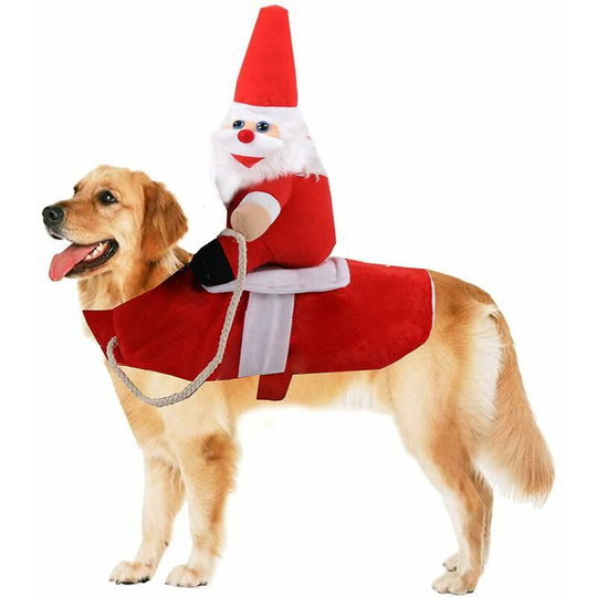 Christmas Pet Costumes, Dogs & Cats Fun Santa Ride Christmas Themed Costume Party Outfits For Medium To Large Dog And Cat Pets. (m Red)