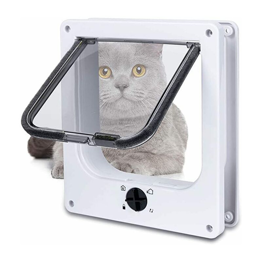 Magnetic Cat Door with 4-Way Rotating Lock for Cats, Kittens and Kittens(White)