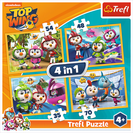 Trefl 4 In 1 35 + 48 + 54 + 70 Piece Kids Viacom Top Wing Team Jigsaw Puzzle