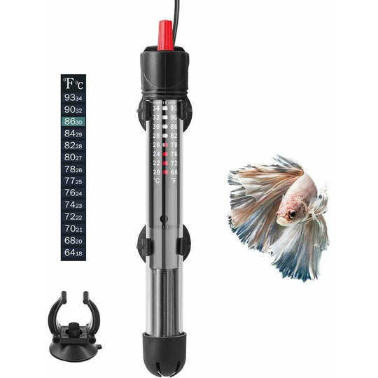 50W 100W 300W Adjustable Aquarium Heater, Submersible Aquarium Heater with Suction Cups and Thermometer Sticker, for Fish Tanks up to 60 Gallons
