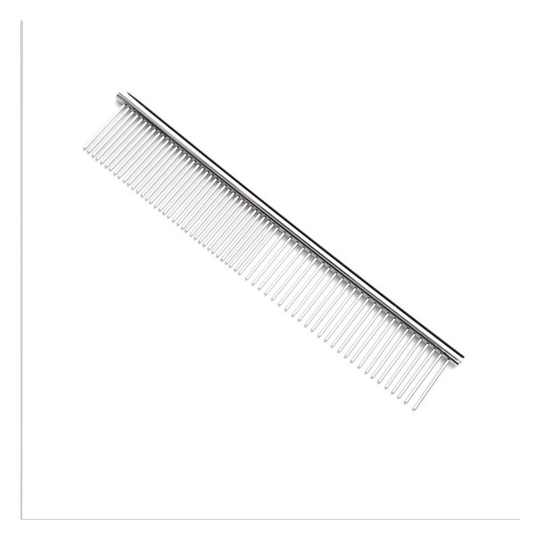 Stainless Steel Pet Grooming Comb, Combing Tool Poodle Comb Professional Butter Comb Cat and Dog Grooming Comb, Silver(19*3.3cm)