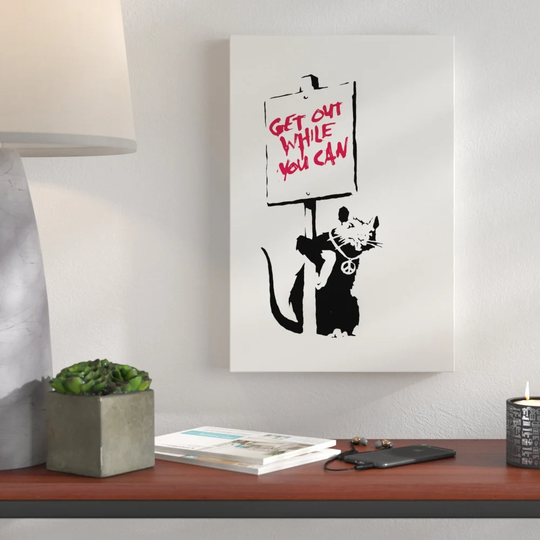 Get Out While You Can by Banksy - Wrapped Canvas Graphic Art Print