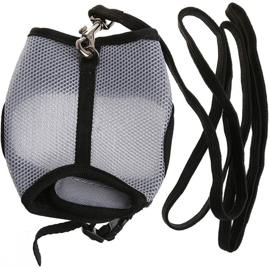 Modou - Hamster Rabbit Mesh Harness Leash Ferret Guinea Pig Small Animal Pet Walking Gray m