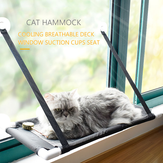 Hanging Sucker Cat Bed, Cat Window Hammock Bed, Cooling Breathable Deck Window Suction Cups Seat Cat Shelves Sunbath Hammock Bed for Cat Hold up to
