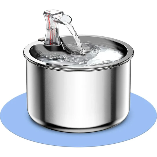 Cat Dog Water Fountain, 2L Ultra Quiet Cat Water Dispenser, Automatic Stainless Steel Pet Drinking Fountain with Red Water Level Buoy