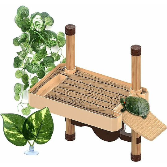 Turtle Frog Floating Platform. Aquarium Rest Platform. Turtle Floating Platform with Ramp Ladder. for Amphibian Turtle Tank Aquarium Ornament (Small)