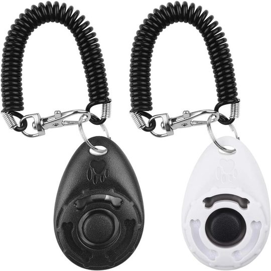 Aougo - Dog Clickers, Dog Clickers with Elastic Strap & Large Button, Training Clicker, Professional Dog Training Clicker for Dog, Cat, Horse [2 Pack]
