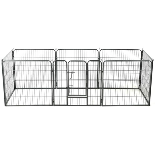 Dog Playpen 8 Panels Steel 80x80 cm Black VDTD07128 - Topdeal