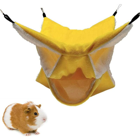 Small Pet Cage Hammock, Triple Layer Sugar Hammock, Hamster Cage Accessories, Comfortable Toddler Bed, Pure Yellow - Langray
