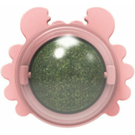 Interactive Cat Toy with Catnip Ball Pure Home CrabsCatnipMint Leaves Rotating pink