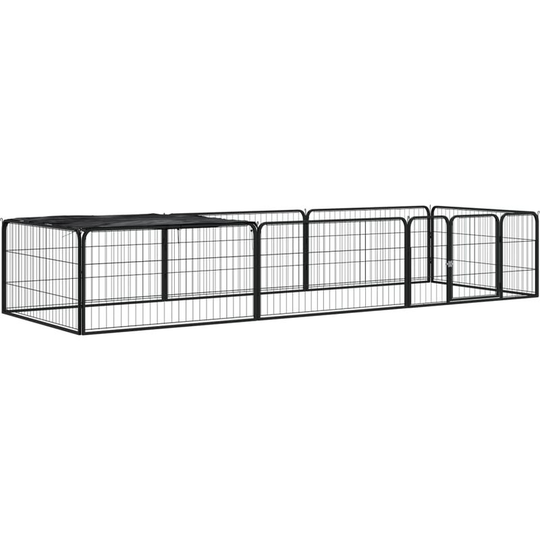 8-Panel Dog Playpen Black 100x50 cm Powder-coated Steel Vidaxl Black