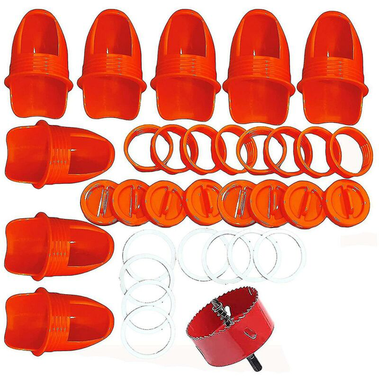 Rat Proof Chicken Feeder, 8 Ports And 1 Hole Saw Poultry Feed Orange _ thsinde