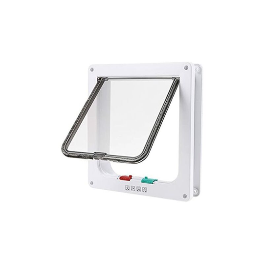 Large White 4 Position Cat Flap Door Easy to Install Locking Cat or Dog Door (23cmx 25cmx 5.5cm) Soekavia