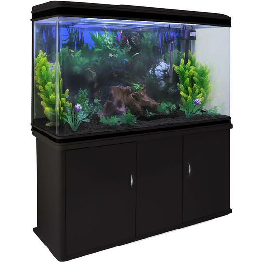 Monstershop - Aquarium Fish Tank & Cabinet with Complete Starter Kit - Black Tank & Black Gravel - Black