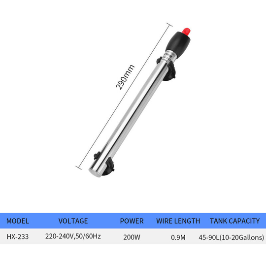 Aquarium Heating Wand Stainless Steel Aquarium Heating Wand Automatic Thermostat Aquarium Heating Wand for Turtle Tank (HX-233 200W)