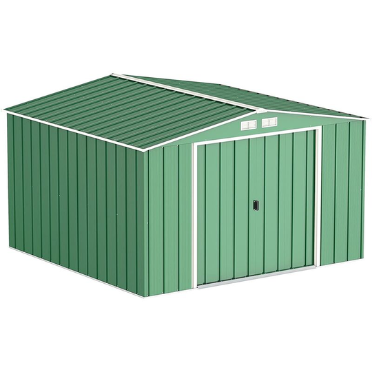 10 x 10 Value Apex Metal Shed - Green (3.22m x 3.02m)