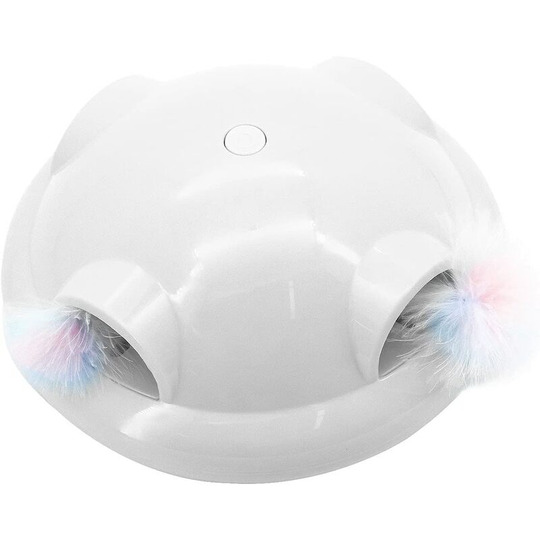 Electric Cat Toy - Interactive Feather Toy - Smart Rotating Toy - With Color led Light - Smart Voice Control (White)