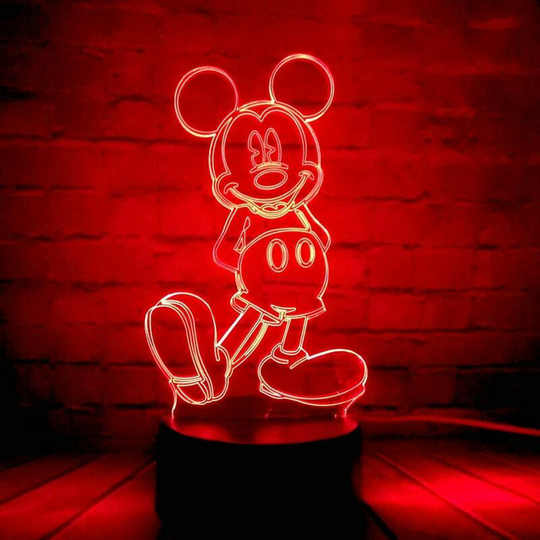 Qersta - Mickey Mouse Lamp,Kids led Night Light,Cartoon Mickey Mouse,7 Colors,USB Table Lamp Remote Control Illusion Light Baby Bedside Decor