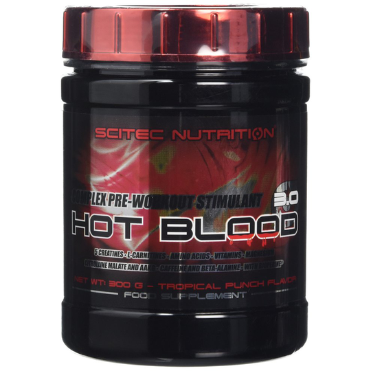 Scitec Nutrition Hot Blood 3.0 Complex Pre-Workout Stimulant Powder - 300g, Tropical Punch