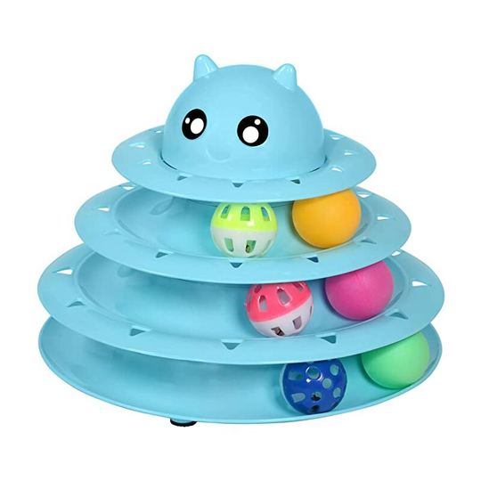 Ilovemilan - Cat Toy Roller 3-Level Turntable Cat Toys Balls with Six Colorful Balls Interactive Kitten Fun Mental Physical Exercise Puzzle Kitten