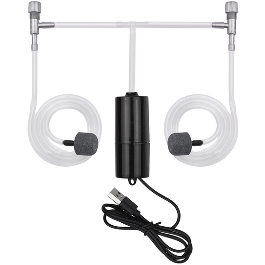 Aquarium usb Air Pump Small Oxygen Pump with 2 Air Stone Tubing Hanging Buckle for Fish Tank Outdoor Fishing