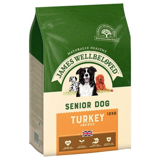20kg/24kg James Wellbeloved Dry Dog Food - Senior Turkey & Rice (24kg)