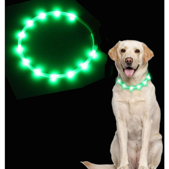 Light Up Dog Collar, usb Rechargeable Dog Collar, led Adjustable Length Safety Dog Collar with 3 Flash Modes for Small Medium Large Dogs Cats (Green)