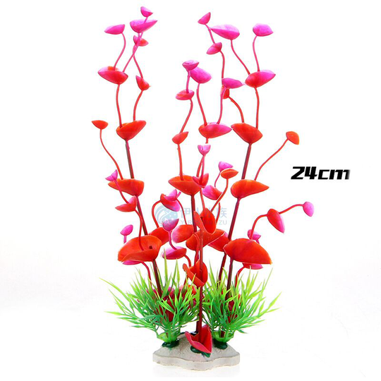 Sun Flowergb - Small Aquarium Plants Artificial Decorations for Home and Office Aquariums Simulated Plastic Hydroponic Plants (Red)