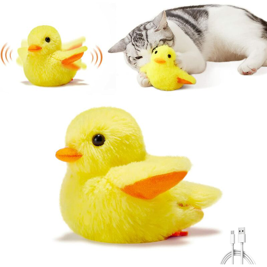 Cat Toys Rechargeable Flapping Duck 4', Lifelike Quack Chirping, Beating Wings Cat Kicker Catnip Toys, Touch Activated Kitten Toy Plush Interactive