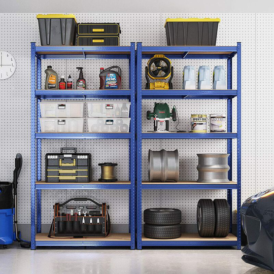 Garage Shelving, 5-Tier Storage Racks, Set of 2, 180 x 90 x 40 cm, Max. Load 875 kg (175 kg per Tier), Shelving Units, Adjustable Shelves, Reinforced