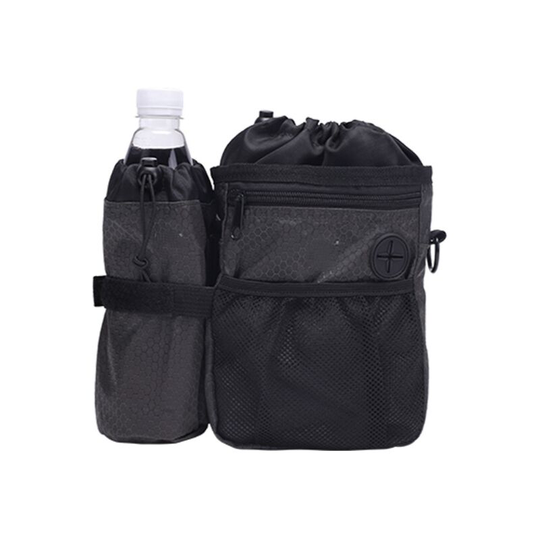 Dog Treat Pouch Bag, Dog Walking Bag, Puppy Training Pouch with Collapsible Water Bowl, Built-in Training Clicker, Adjustable Belt and Shoulder Strap