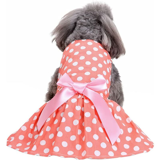 Soekavia - Dog Dress Cute Pet Skirt Elegant Shirts Sundress Bowknot Summer Puppy Apparel Clothes Small Medium Girl Dogs Cats Wedding (Orange-M)