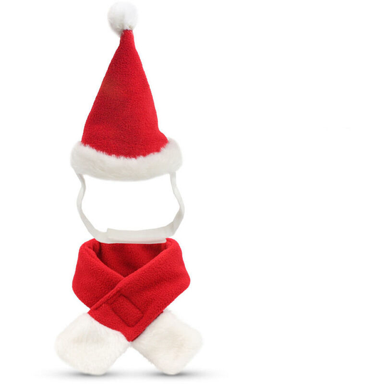 Christmas Cat Santa Hat and Scarf,xmas Cat Hats with Scarf -Christmas Costume Set Puppy Kitten Cosplay Adjustable Costume Accessories for Small Pet