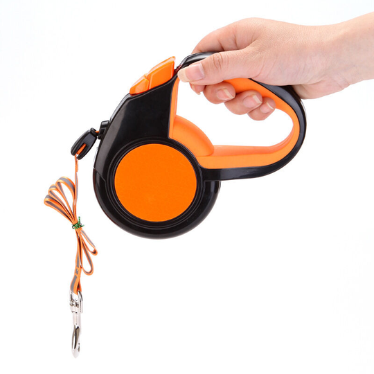 5m Orange Extendable Pet Leash Automatic Retractable Reflective Illuminated Night Pull Dog Walking Leash