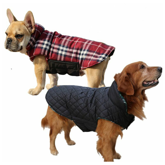 SalemHms Dog Jacket, Reversible Warm Tartan Dog Coat for Fall Winter, British Style Padded Puppy Jacket for Small Medium Dogs - Red, m