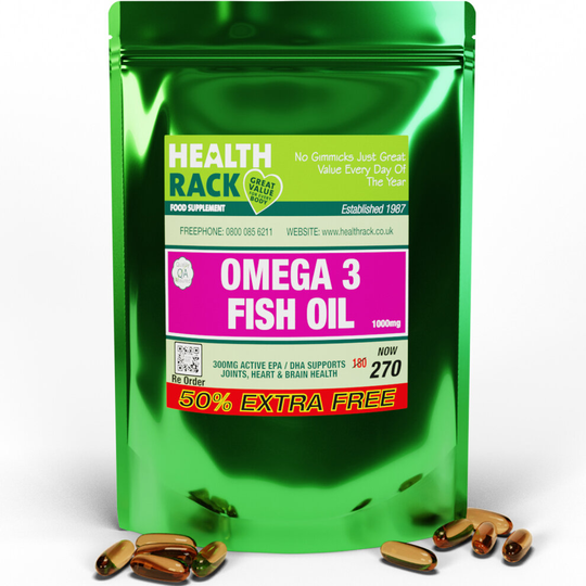 (270 Capsules) Health Rack Omega 3 Fish Oil 1000mg Super Strength