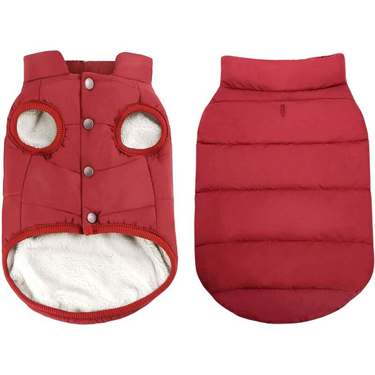 Windproof dog winter coat waterproof dog jacket warm dog vest cold weather pet clothing, double wool lining, suitable for small and medium-sized dogs