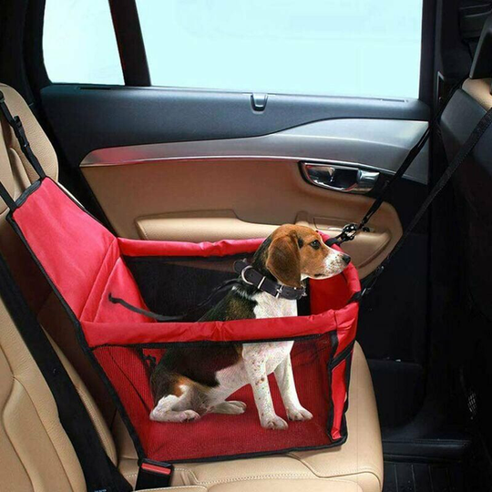 Car Booster Seat for Dogs or Cats, Dog Carrier Car Seat Cover with Waterproof Oxford Fabric and Travel Safety Belt for Cats (Red)