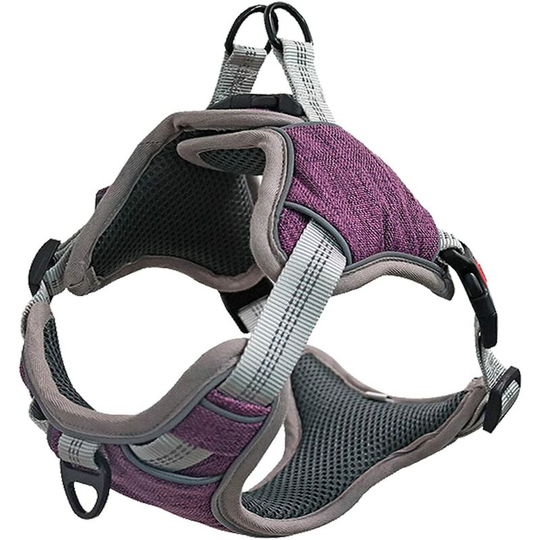 Perle Rare - Dog Harness, Anti-Pull Dog Harness, Adjustable Reflective Safety Dog Harness with Breathable Padding (l, Purple)
