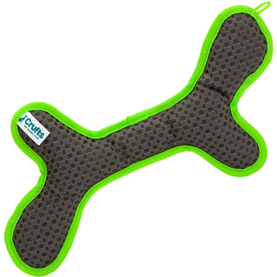 Vfm/ Crufts Bone Shaped Dog Toy, Tough Toy with Squeaker- Green and Grey (Size: 48.5cm x 19cm x 5cm)