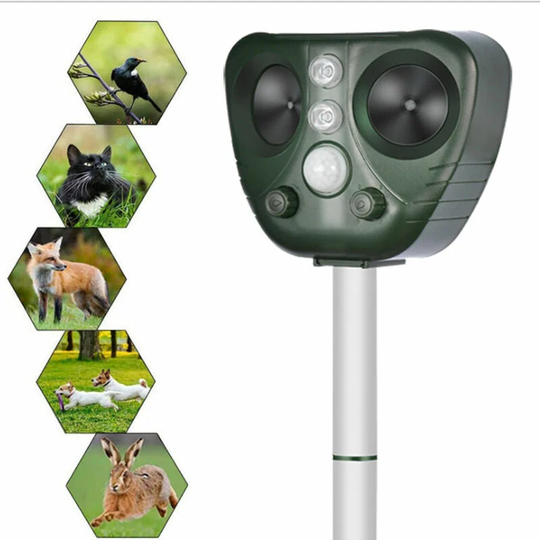Bearsu - Outdoor Cat Repeller, Solar Ultrasonic Cat Repeller, Ultrasonic Anti Cats, usb Solar Charging, Animal Repellent for Cats, Pigeon, Rabbit,